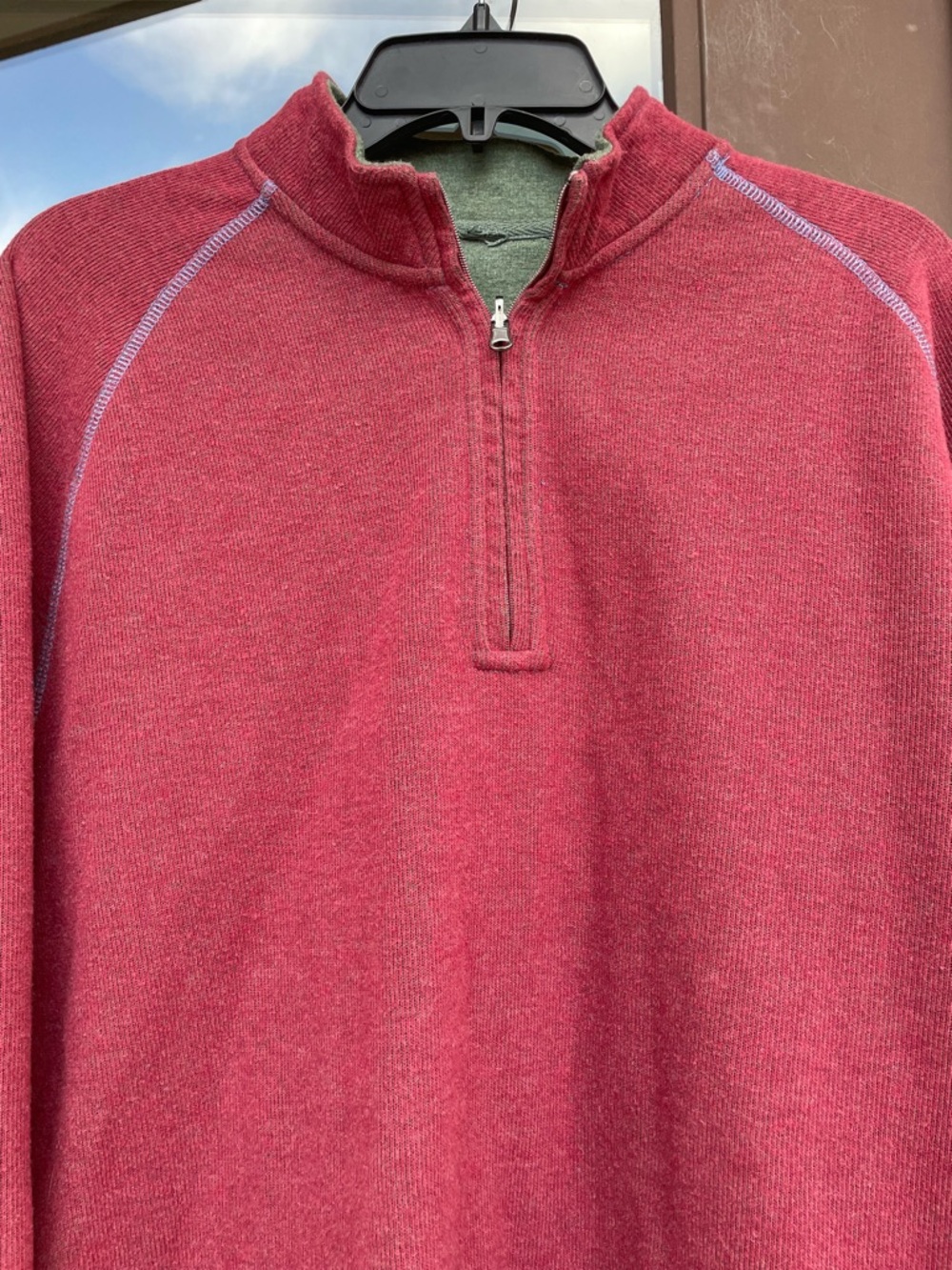 Johnnie-O Burgundy | Green Reversible 1/4-Zip Pullover XL